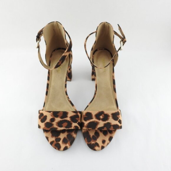 Old Navy Party Sandals Velvety Leopard Print Ankle Strap Block Heel Womens sz 9 - Picture 2 of 8